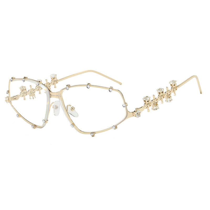 Spykay™ EG26751 Rhinestone Decor Geometric Frame Hipster Y2K Glasses