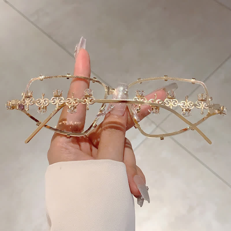 Spykay™ EG26751 Rhinestone Decor Geometric Frame Hipster Y2K Glasses