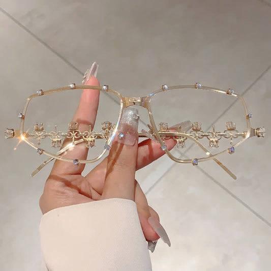 Spykay™ EG26751 Rhinestone Decor Geometric Frame Hipster Y2K Glasses