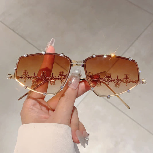 Spykay™ SG60830 Rhinestone Decor Geometric Frame Hipster Y2K Sunglasses