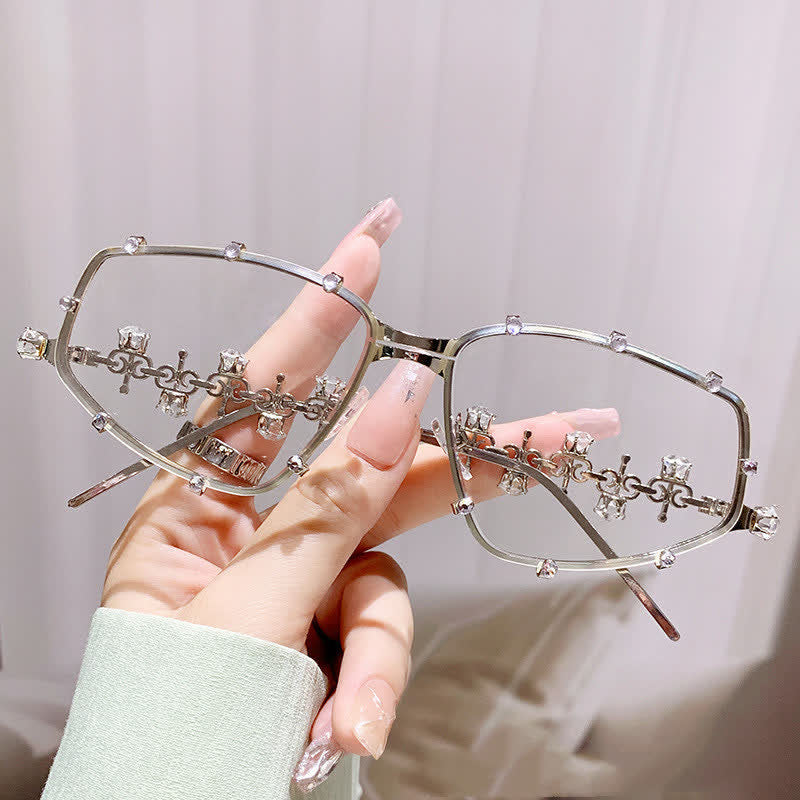 Spykay™ EG26751 Rhinestone Decor Geometric Frame Hipster Y2K Glasses
