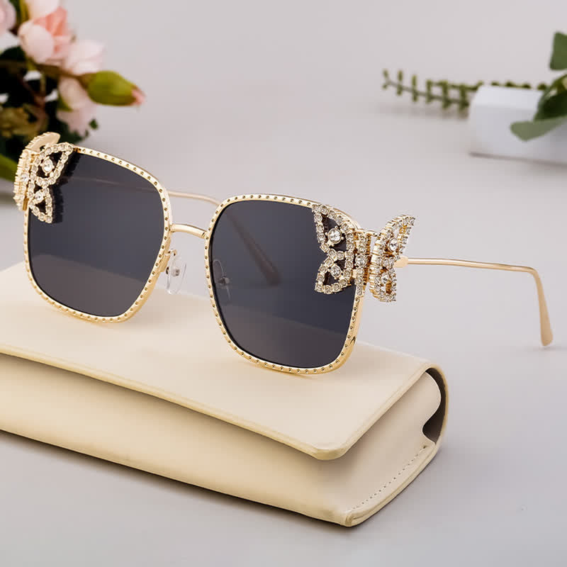 Spykay™ SG60849 Square Frame Butterfly Decor Oversized Sunglasses