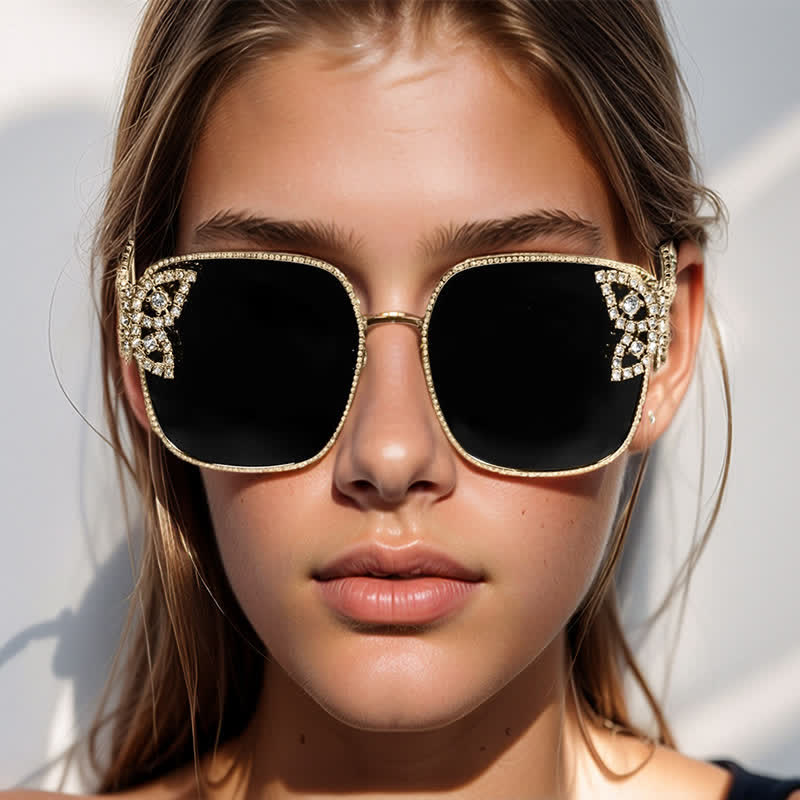 Spykay™ SG60849 Square Frame Butterfly Decor Oversized Sunglasses