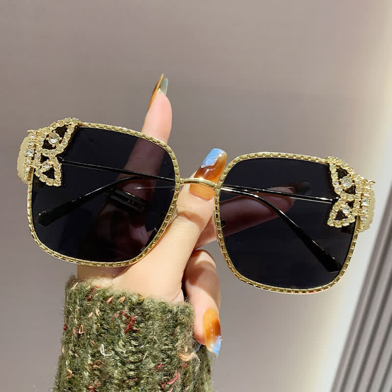 Spykay™ SG60849 Square Frame Butterfly Decor Oversized Sunglasses