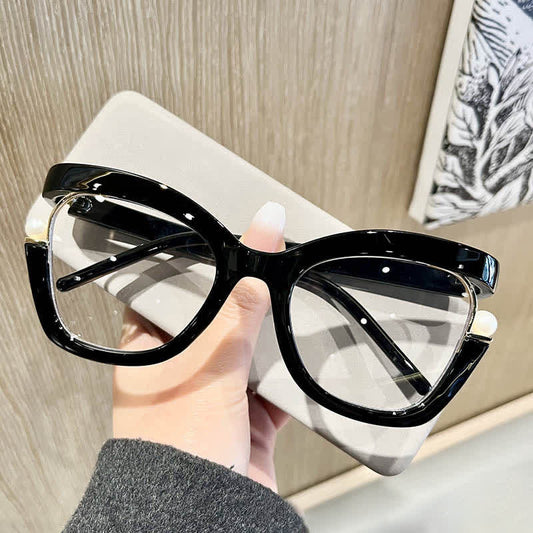 Spykay™ EG26758 Anti-blue Light Pearl Decor Irregular Oversized Eyeglasses