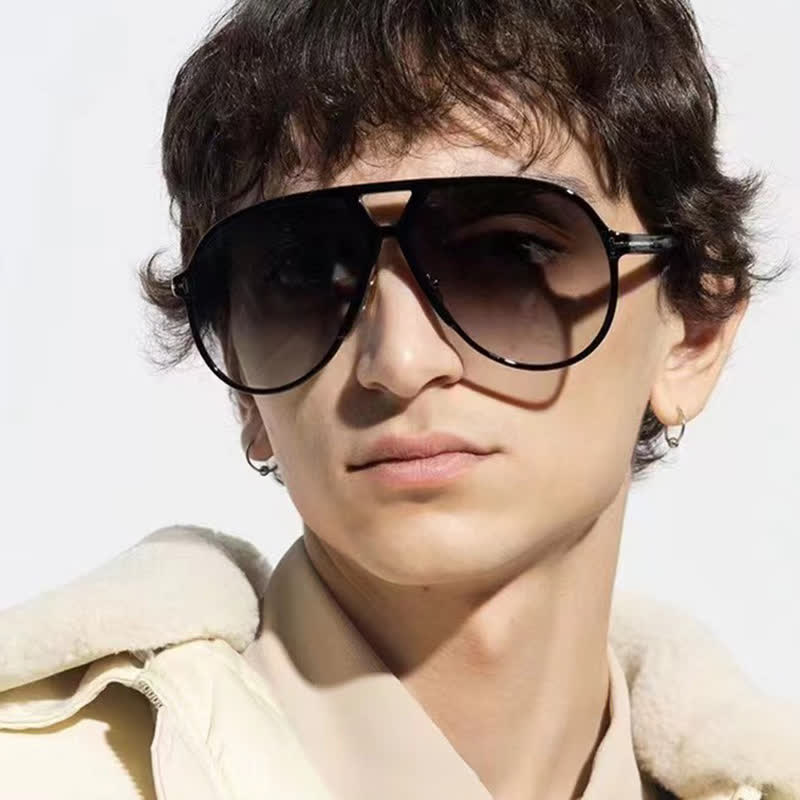 Spykay™ SG60858 Double Bridges 'T' Design Oversized Frame Hipster Aviator Sunglasses