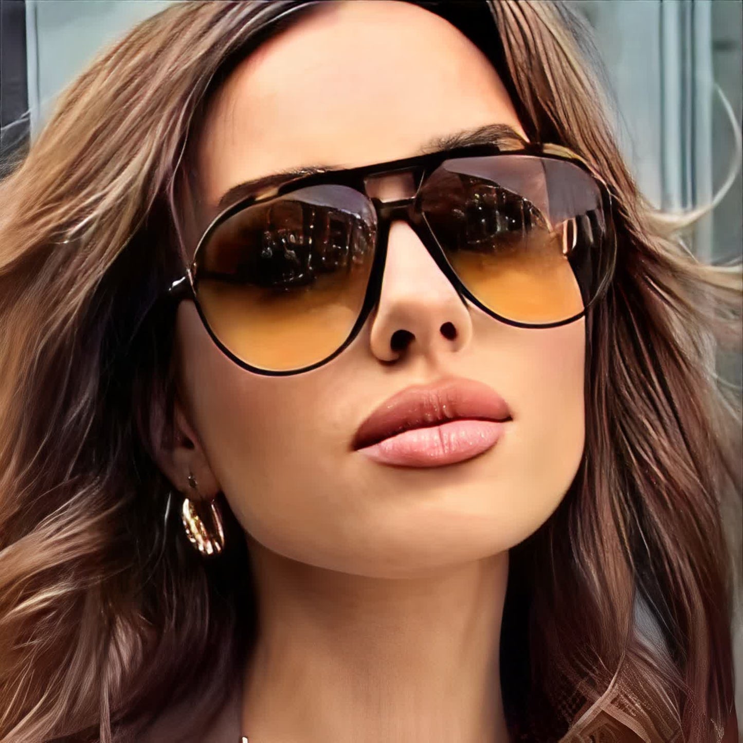 Spykay™ SG60858 Double Bridges 'T' Design Oversized Frame Hipster Aviator Sunglasses