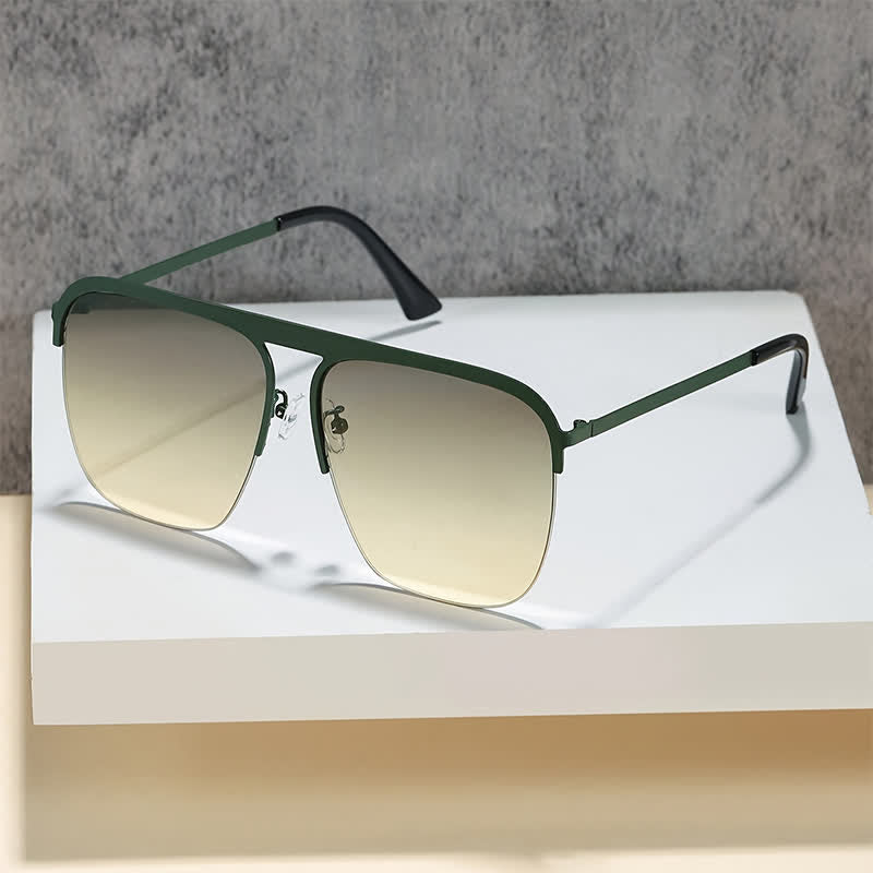 Spykay™ SG60864 Square Frame Semi-Rimless Oversized Sunglasses