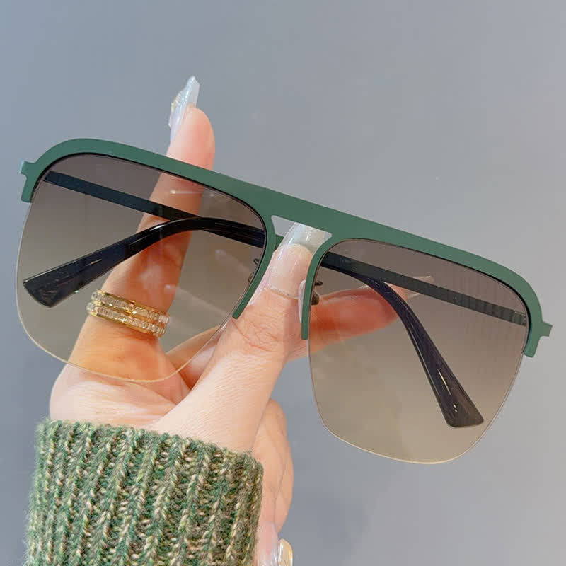 Spykay™ SG60864 Square Frame Semi-Rimless Oversized Sunglasses