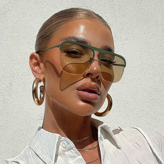 Spykay™ SG60864 Square Frame Semi-Rimless Oversized Sunglasses
