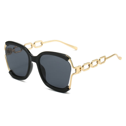 Spykay™ SG60860 Fashion Square Chain Temples Oversized Sunglasses
