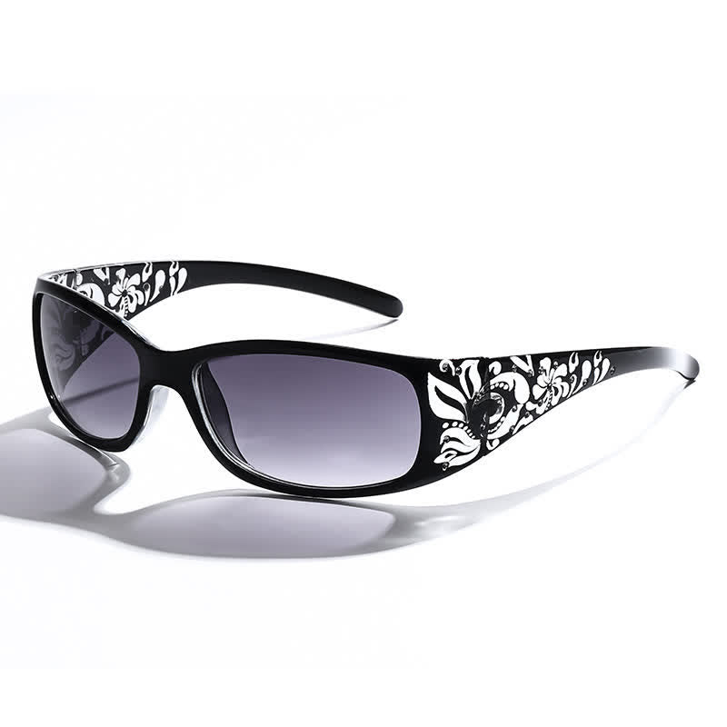 Spykay™ SG60871 Trendy Oval Frame Laser Pattern Rhinestones Decor Sunglasses
