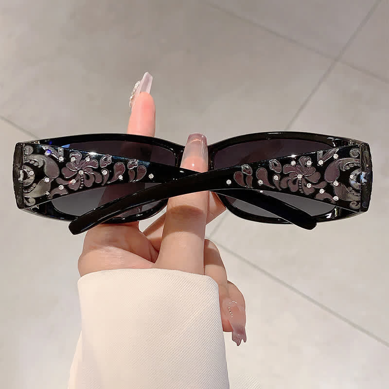 Spykay™ SG60871 Trendy Oval Frame Laser Pattern Rhinestones Decor Sunglasses