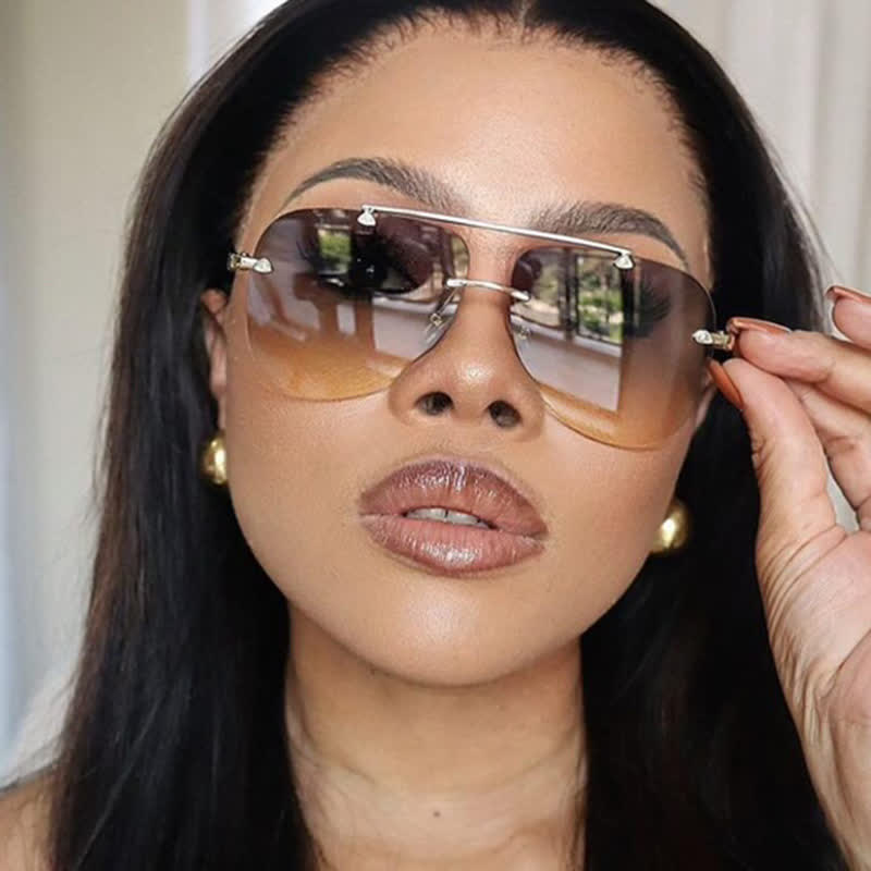Spykay™ SG60888 Rimless Double Bridges Retro Aviator Sunglasses