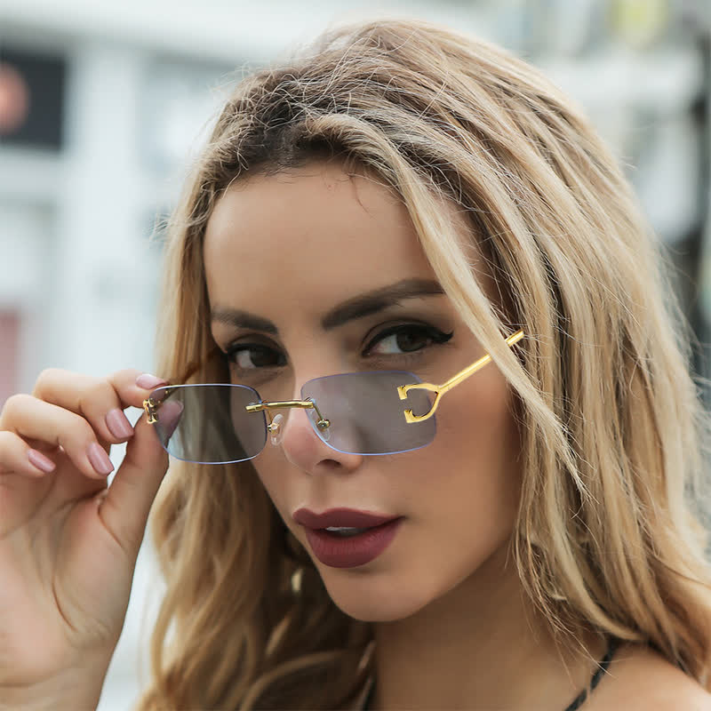 Spykay™ SG60922 Rectangle Frame Trendy Rimless Sunglasses