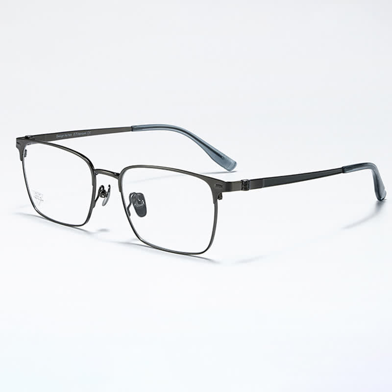 Spykay™ EG26794 Titanium Square Frame Anti-blue Light Simple Browline Glasses