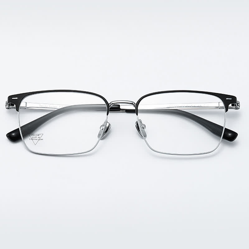 Spykay™ EG26794 Titanium Square Frame Anti-blue Light Simple Browline Glasses