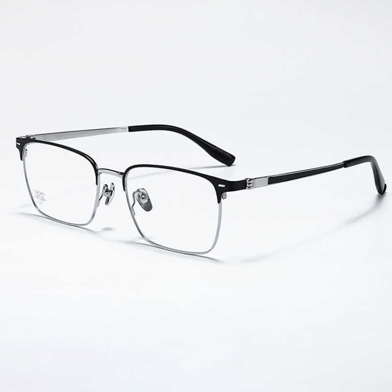 Spykay™ EG26794 Titanium Square Frame Anti-blue Light Simple Browline Glasses