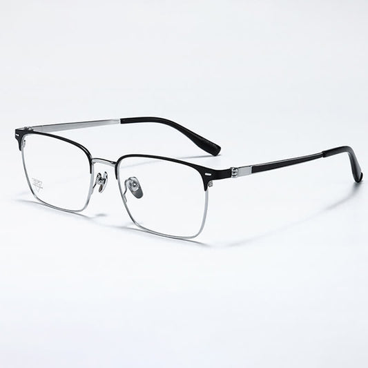 Spykay™ EG26794 Titanium Square Frame Anti-blue Light Simple Browline Glasses