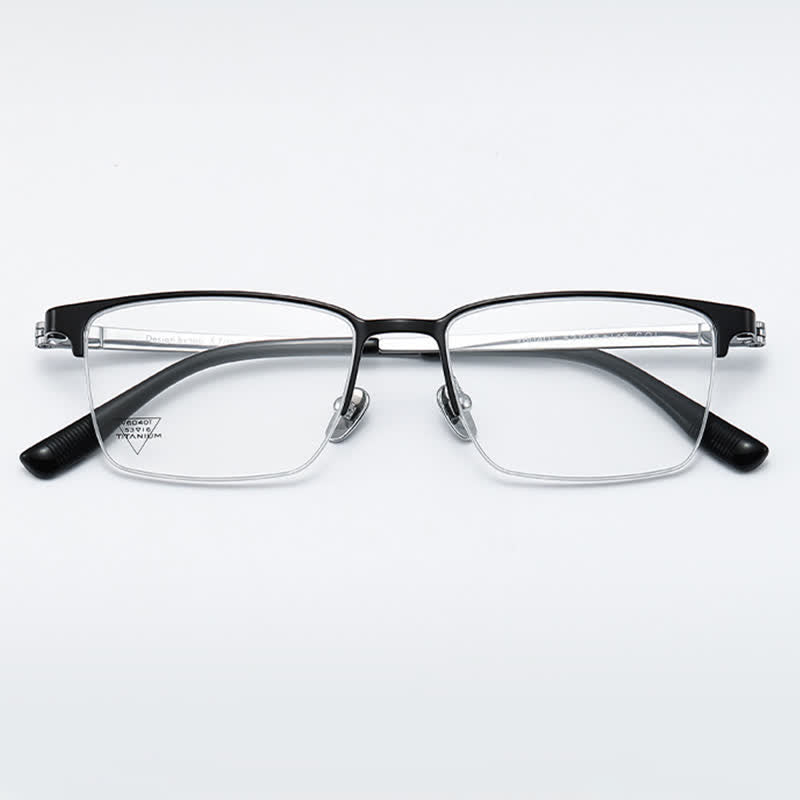 Spykay™ EG26795 Titanium Rectangle Frame Anti-blue Light Simple Browline Glasses