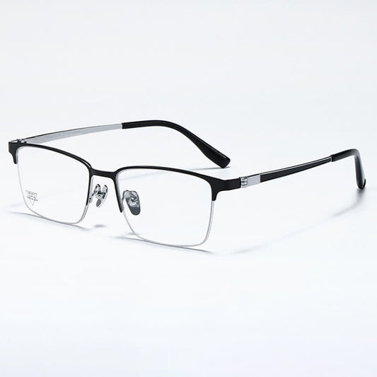 Spykay™ EG26795 Titanium Rectangle Frame Anti-blue Light Simple Browline Glasses