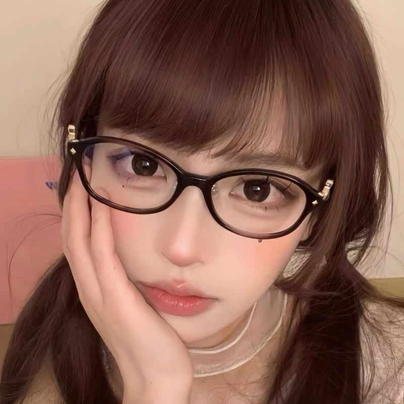 Spykay™ EG26800 Classic Retro Saturn Decor Oval Frame Anti-blue Light Glasses