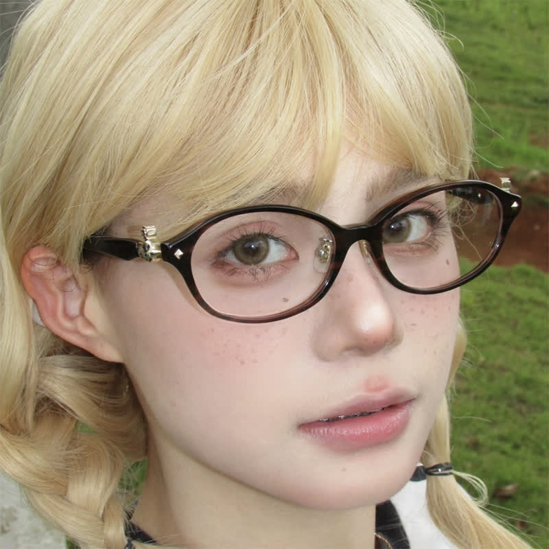 Spykay™ EG26800 Classic Retro Saturn Decor Oval Frame Anti-blue Light Glasses