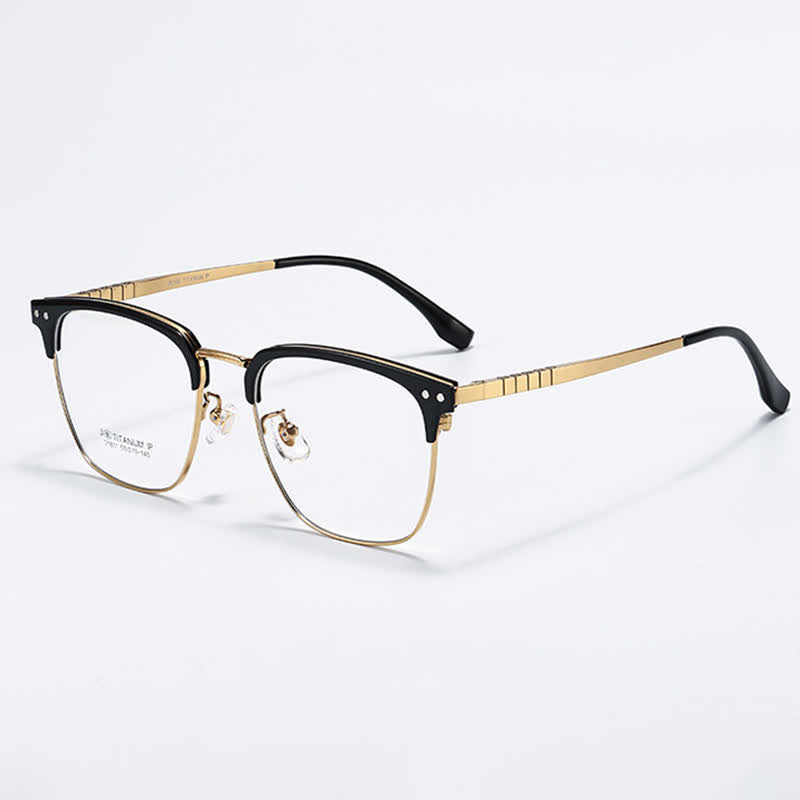 Spykay™ EG26801 Semi-Rimless Square Titanium Frame Anti-blue Light Browline Glasses