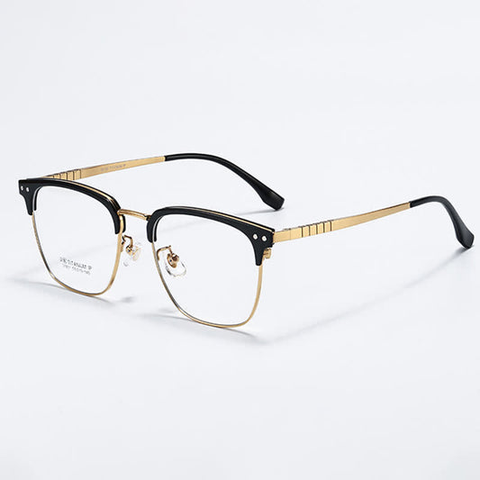 Spykay™ EG26801 Semi-Rimless Square Titanium Frame Anti-blue Light Browline Glasses