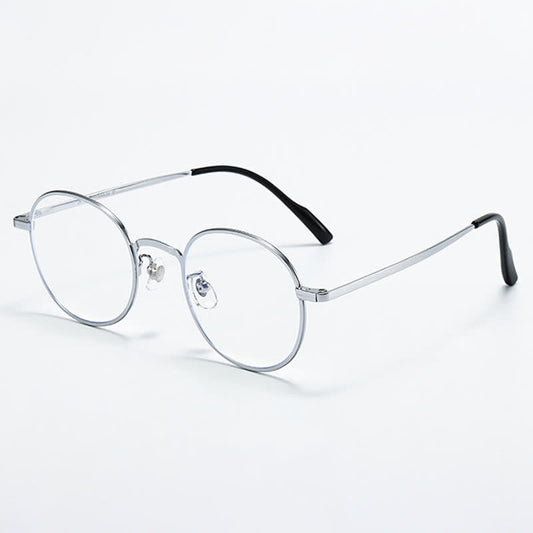 Spykay™ EG26804 Lightweight Retro Round Titanium Frame Anti-blue Light Glasses
