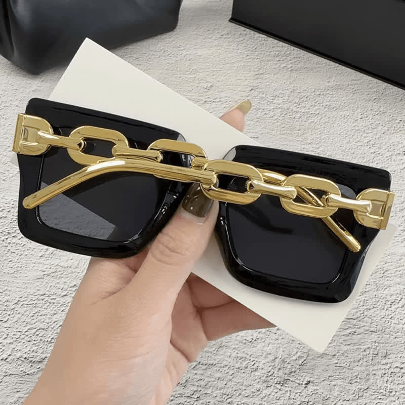 Spykay™ SG60931 Square Oversized Frame Chain Temples Hipster Sunglasses