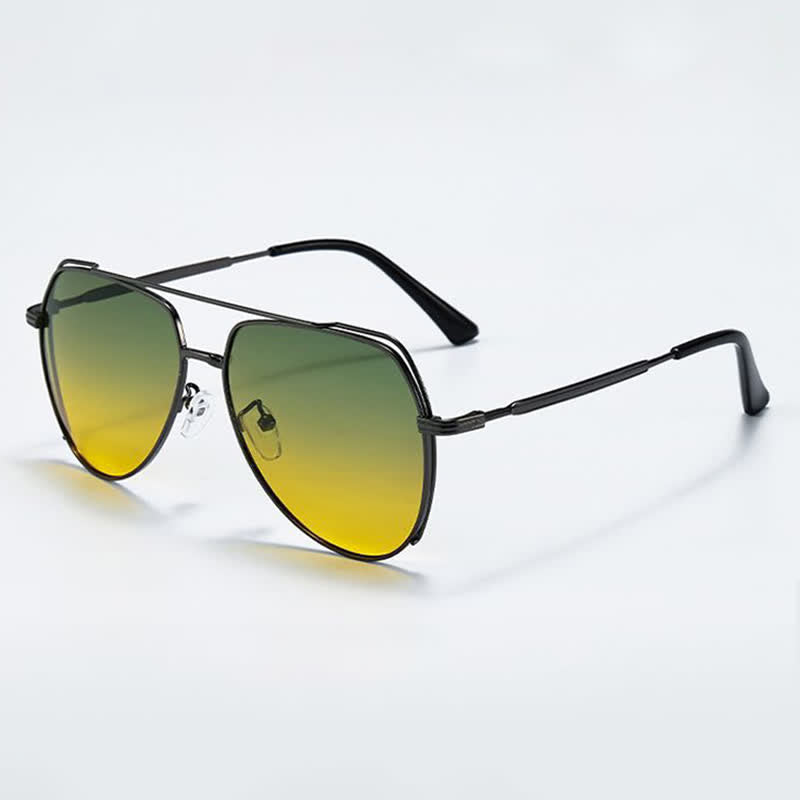 Spykay™ SG60941 Polarized Photochromic Double Bridges Aviator Sunglasses for Driving