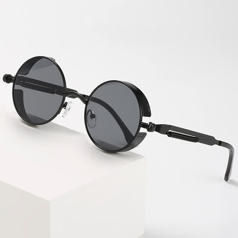 Spykay™ SG60945 Retro Punk Round Frame Spring Temples Sunglasses