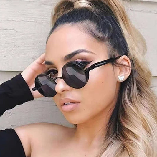 Spykay™ SG60945 Retro Punk Round Frame Spring Temples Sunglasses