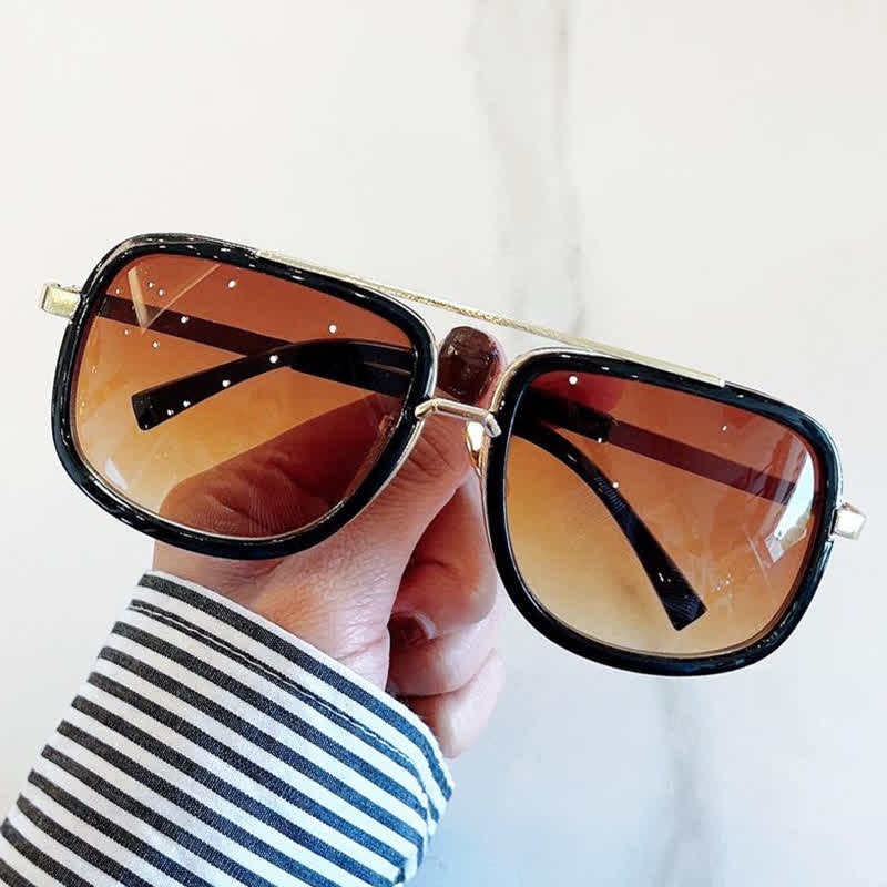 Spykay™ SG1013 Aviator Double Bridges Frame Brown Ombre Tinted Sunglasses