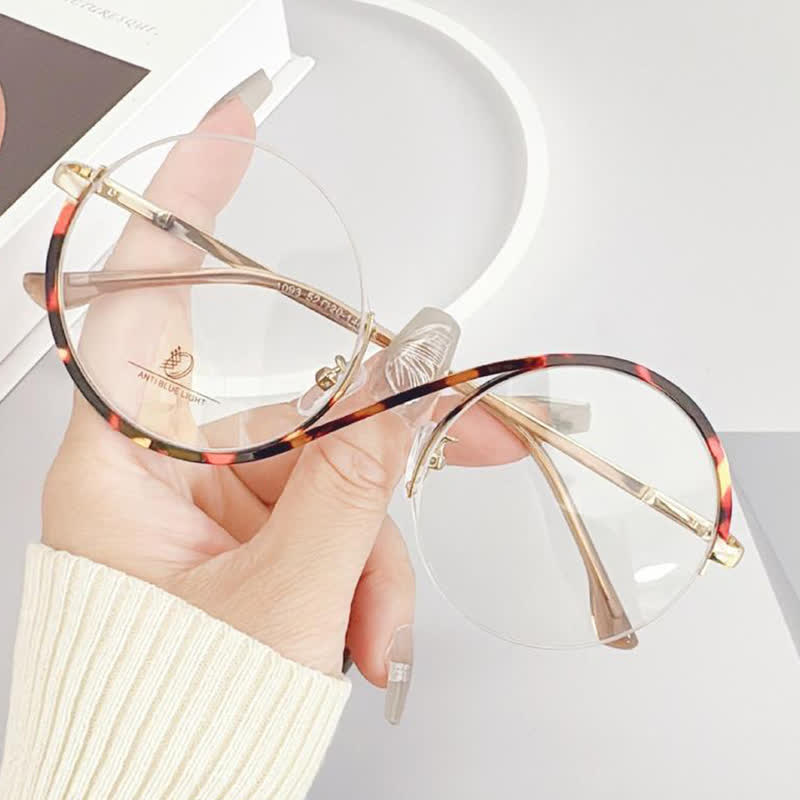 Spykay™ EG26662 "S" Design Metal Semi-Rimless Round Frame Unique Retro-Vintage Glasses