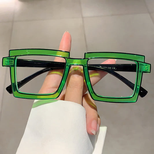 Spykay™ EG26813 Fluorescent Colorblock Square Frame Anti-blue Light Glasses