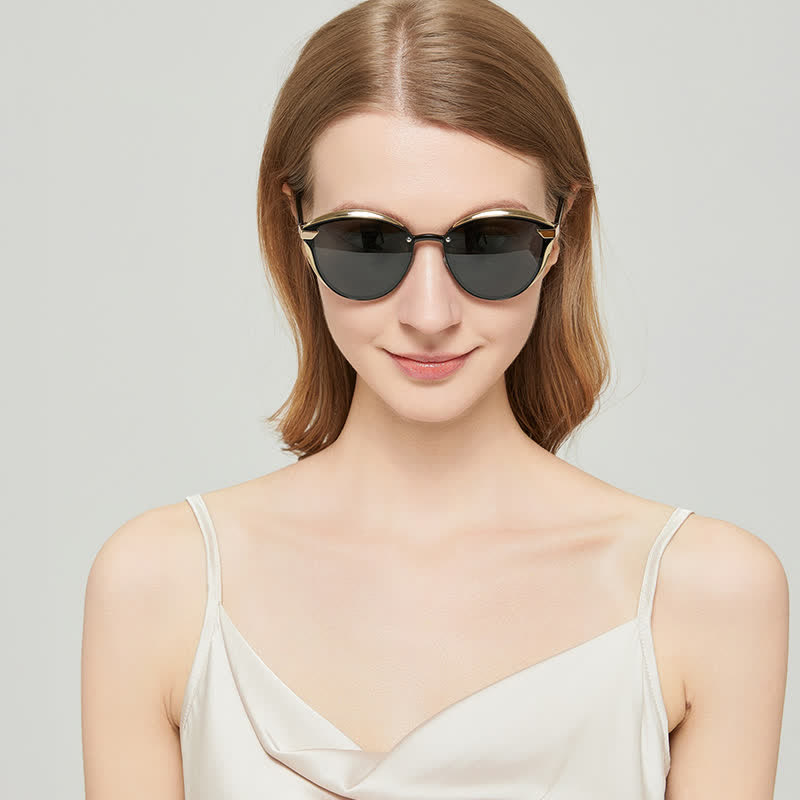 Spykay™ SG60950 Polarized Vintage Round Frame Mirror Lenses Trendy Sunglasses