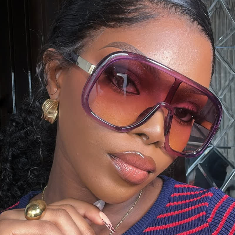 Spykay™ SG60952 Flat Top Double Bridges Oversized Trendy Aviator Sunglasses