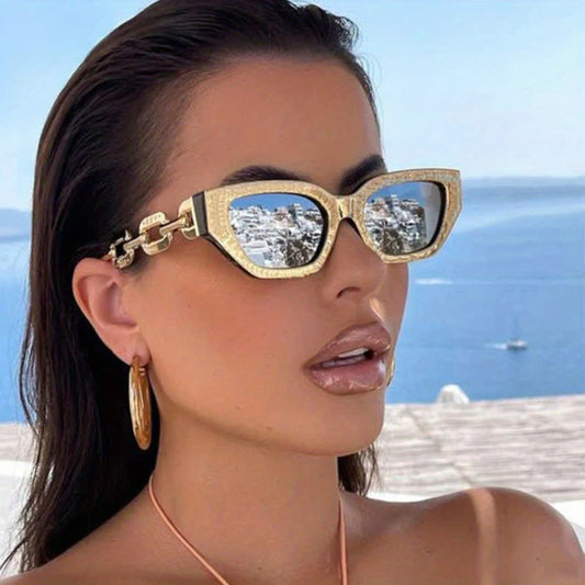 Spykay™ SG60953 Retro Cat-Eye Chain Temples Trendy Sunglasses