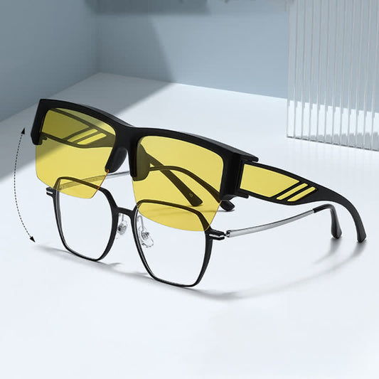 Spykay™ SG60954 Semi-Rimless Polarized Square Driving Sunglasses Fit Over Glasses for Women Men
