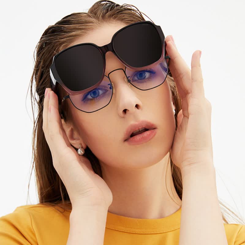 Spykay™ SG60859 Square Frame Polarized Driving Sunglasses Fit Over Glasses for Nearsighted People