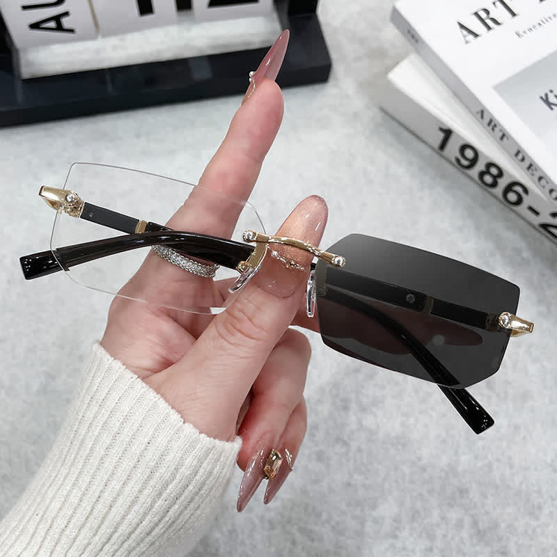 Spykay™ SG60972 Geometric Frame Rimless Hipster Photochromic Sunglasses