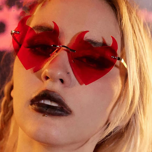 Spykay™ SG60991 Halloween Rimless Devil Horns Heart Sunglasses for Women Men