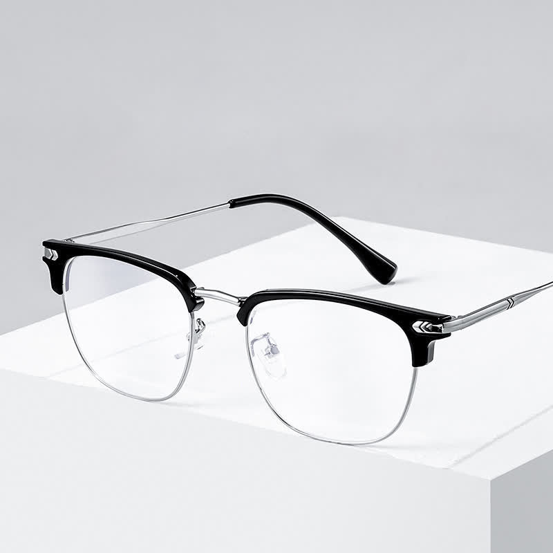 Spykay™ EG26832 Semi-Rimless Classic Square Frame Anti-blue Light Browline Glasses