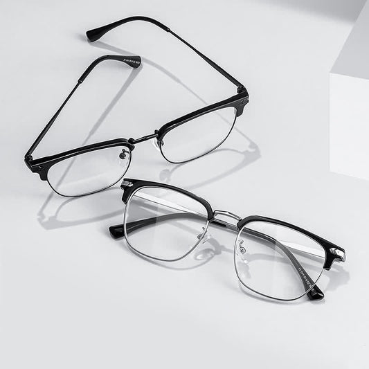 Spykay™ EG26832 Semi-Rimless Classic Square Frame Anti-blue Light Browline Glasses