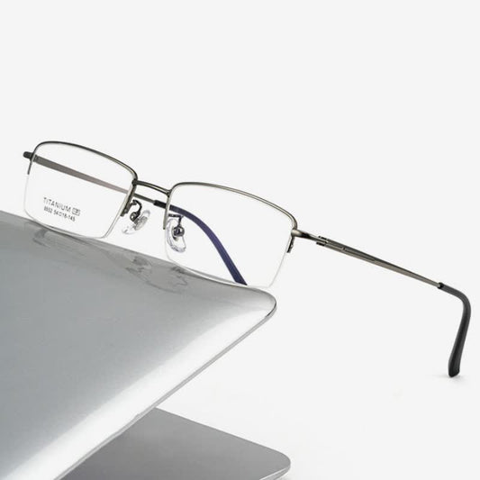 Spykay™ EG26844 Semi-Rimless Rectangle Titanium Frame Anti-blue Light Simple Glasses