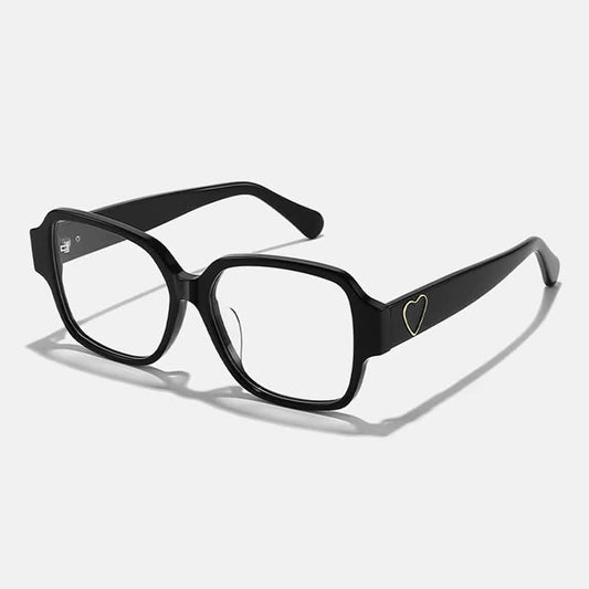 Spykay™ EG26858 Square Frame Heart Temples Anti-blue Light Simple Glasses with Nylon Lenses