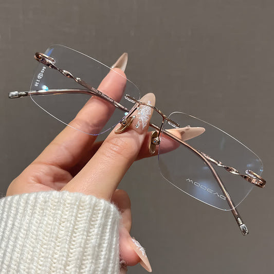 Spykay™ EG26863 Rectangle Titanium Frame Anti-blue Light Hipster Rimless Lightweight Glasses