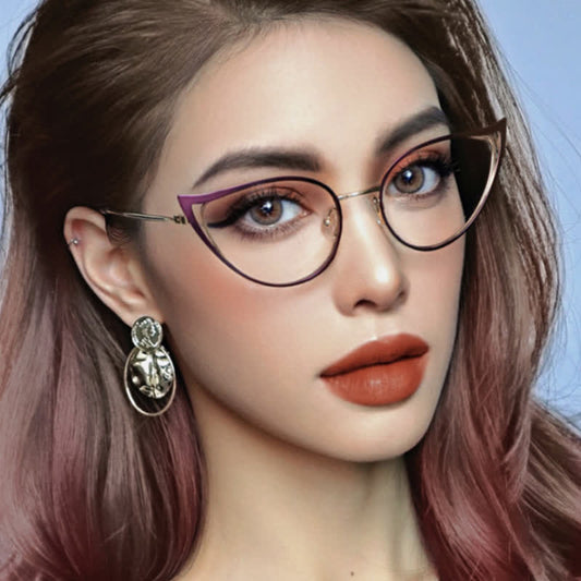 Spykay™ EG26880 Cat-Eye Metal Frame Hollow-out Anti-blue Light Glasses